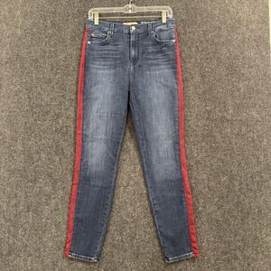 7 For All Mankind Jeans Womens 29 High Waist Ankle Skinny b(air) Red Side Stripe